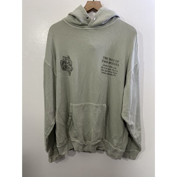 Dark Sport Wolve Club The Tale Of 2 Wolves Hoodie L Grunge Street Y2K Skater 90s - Picture 1 of 16